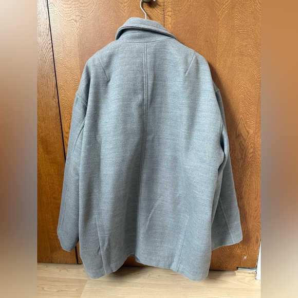 FREE-PEOPLE Gray Double-Breasted Women's Coat - Picture 4 of 6